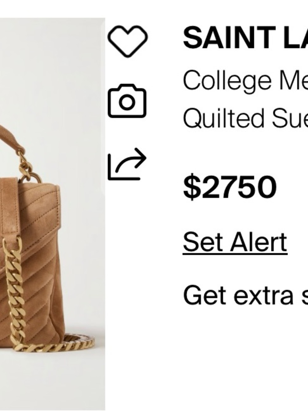 Yves Saint Laurent Tan Suede Quilted Chain Satchel with Gold Hardware - Picture 8 of 9